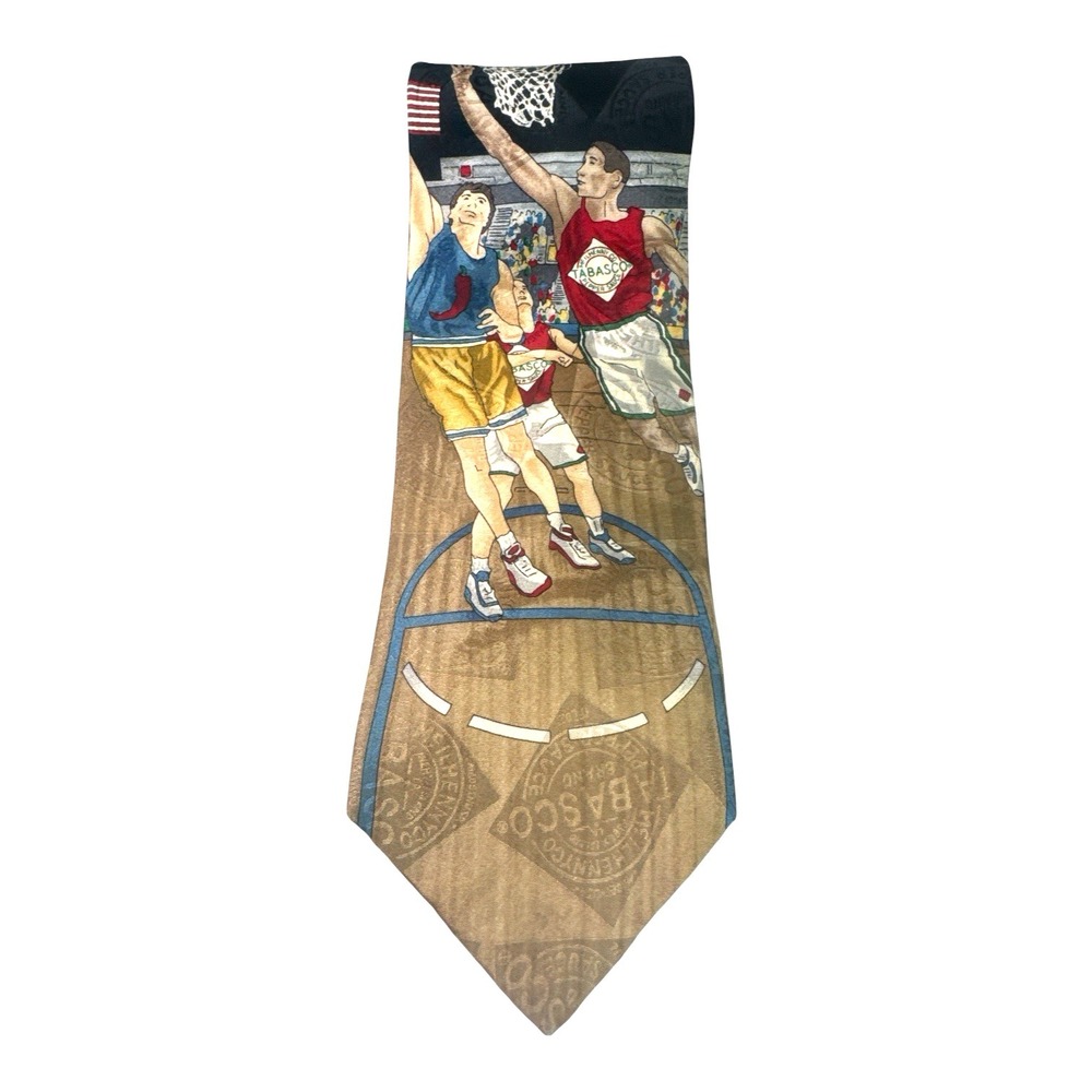 Tabasco Basketball Silk Novelty Tie Made in USA – Retro Scene - Picture 7 of 9